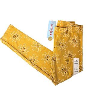 Cat & Jack Girls' Yellow Floral Leggings Size S (6-6X) Durable Knee